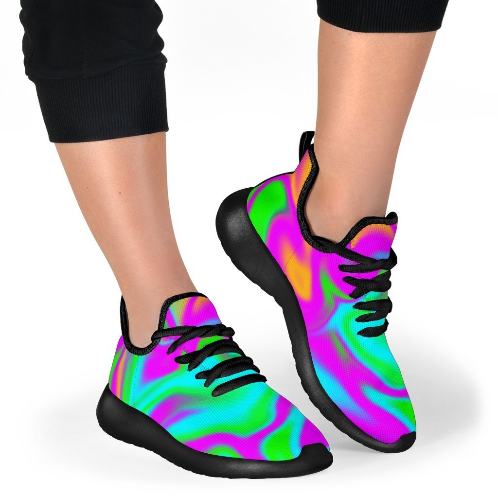Holographic Neon Liquid Trippy Print Mesh Knit Shoes GearFrost