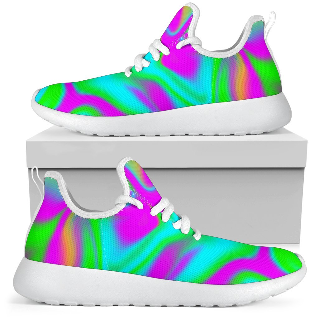 Holographic Neon Liquid Trippy Print Mesh Knit Shoes GearFrost
