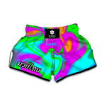 Holographic Neon Liquid Trippy Print Muay Thai Boxing Shorts