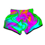 Holographic Neon Liquid Trippy Print Muay Thai Boxing Shorts