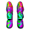 Holographic Neon Liquid Trippy Print Muay Thai Shin Guards