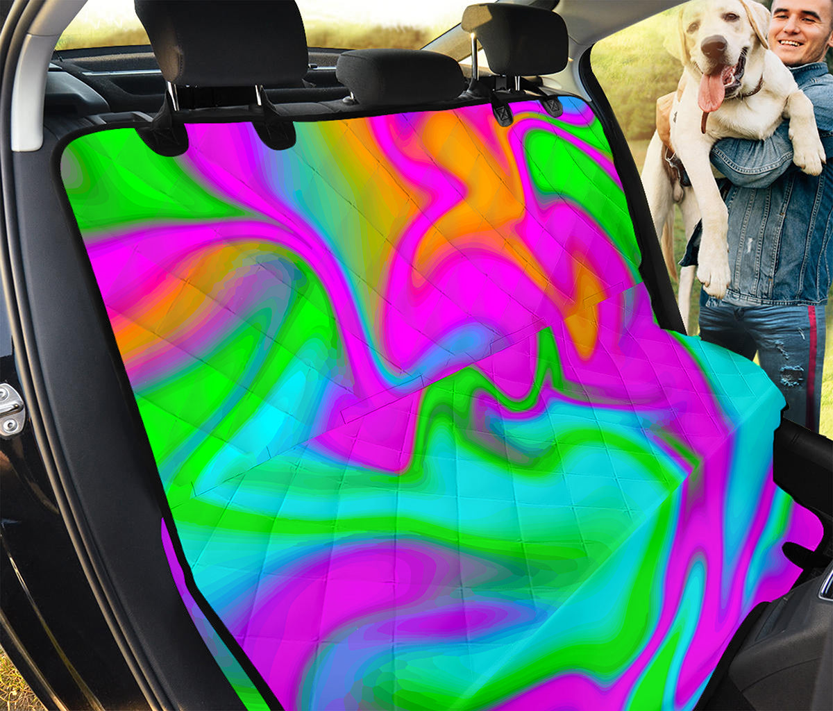 Holographic Neon Liquid Trippy Print Pet Car Back Seat Cover