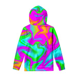Holographic Neon Liquid Trippy Print Pullover Hoodie