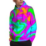 Holographic Neon Liquid Trippy Print Pullover Hoodie