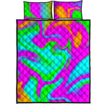 Holographic Neon Liquid Trippy Print Quilt Bed Set