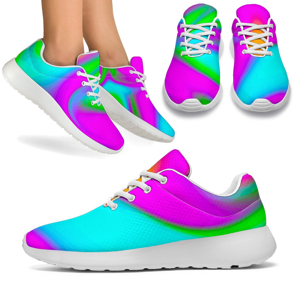 Holographic Neon Liquid Trippy Print Sport Shoes GearFrost