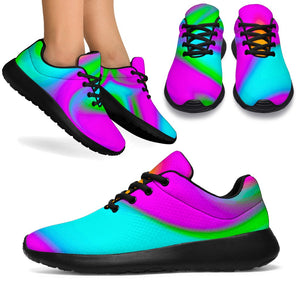 Holographic Neon Liquid Trippy Print Sport Shoes GearFrost