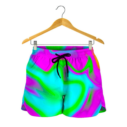 Holographic Neon Liquid Trippy Print Women's Shorts
