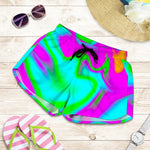 Holographic Neon Liquid Trippy Print Women's Shorts