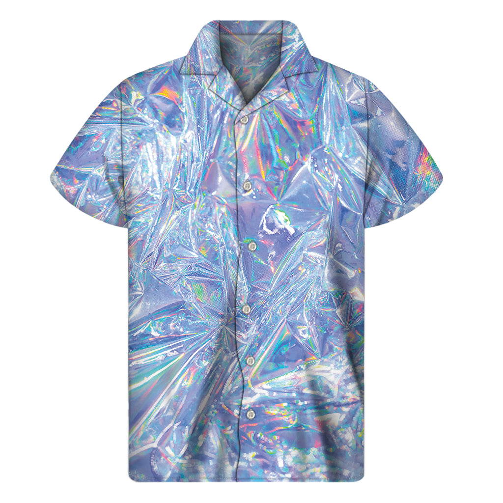 Holographic Texture Print Men's Short Sleeve Shirt