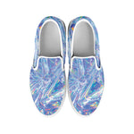 Holographic Texture Print White Slip On Shoes
