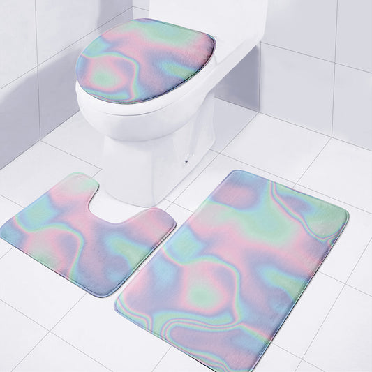 Holographic Waves Print 3 Piece Bath Mat Set