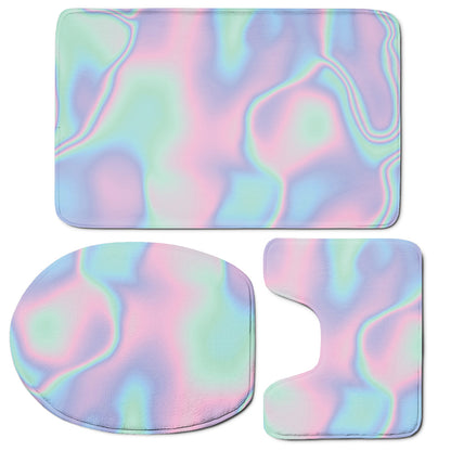 Holographic Waves Print 3 Piece Bath Mat Set
