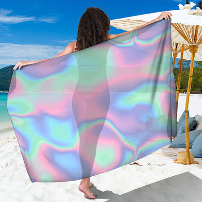 Holographic Waves Print Beach Sarong Wrap