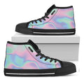 Holographic Waves Print Black High Top Sneakers