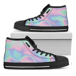 Holographic Waves Print Black High Top Shoes