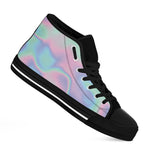 Holographic Waves Print Black High Top Shoes