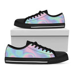 Holographic Waves Print Black Low Top Shoes