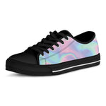 Holographic Waves Print Black Low Top Shoes
