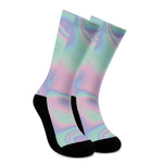 Holographic Waves Print Crew Socks