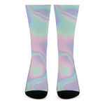 Holographic Waves Print Crew Socks