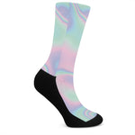 Holographic Waves Print Crew Socks