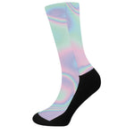 Holographic Waves Print Crew Socks