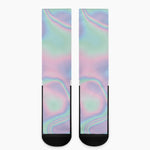 Holographic Waves Print Crew Socks