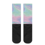 Holographic Waves Print Crew Socks