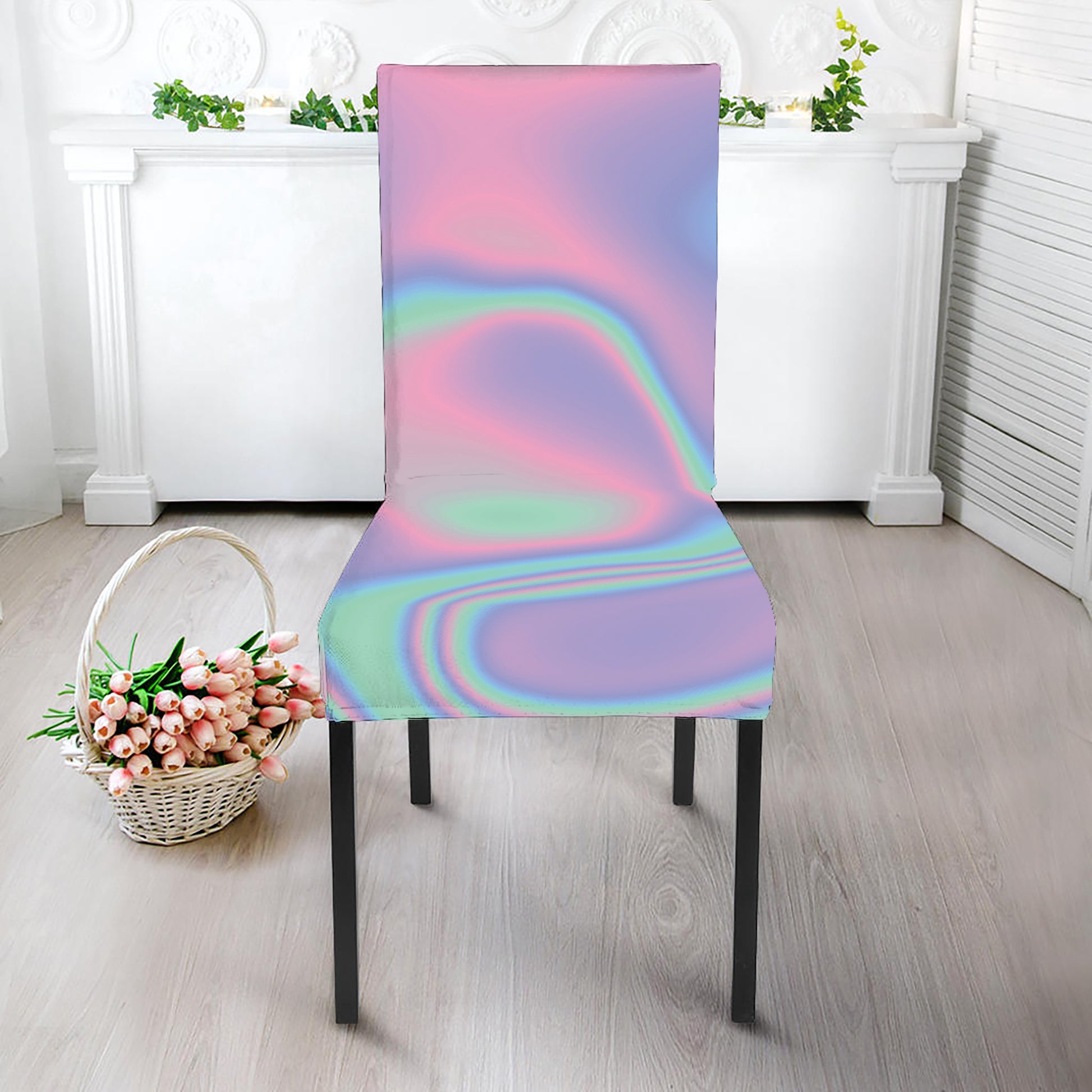 Holographic Waves Print Dining Chair Slipcover