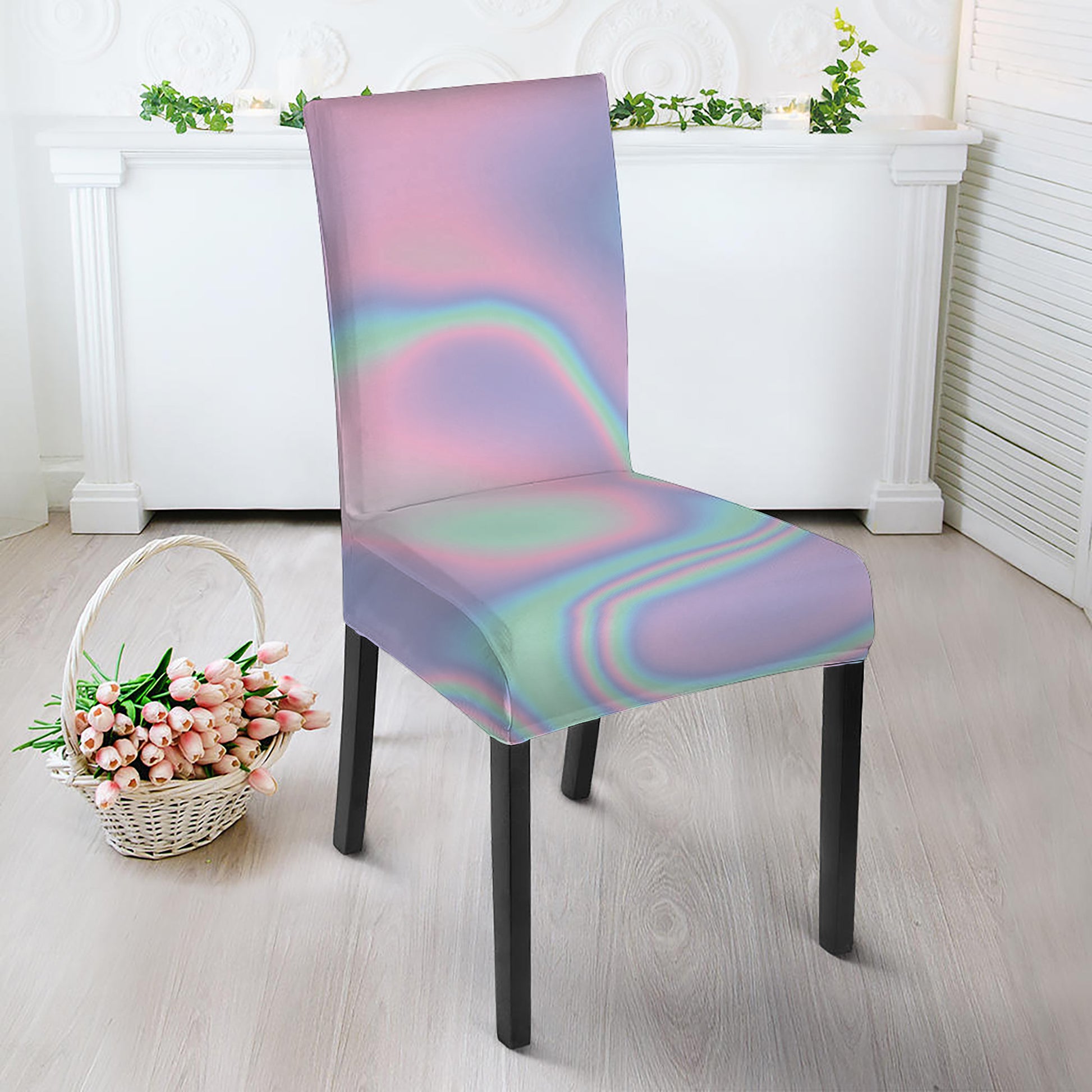 Holographic Waves Print Dining Chair Slipcover