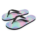 Holographic Waves Print Flip Flops