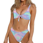 Holographic Waves Print Front Bow Tie Bikini