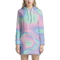 Holographic Waves Print Pullover Hoodie Dress