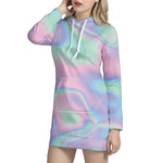 Holographic Waves Print Hoodie Dress