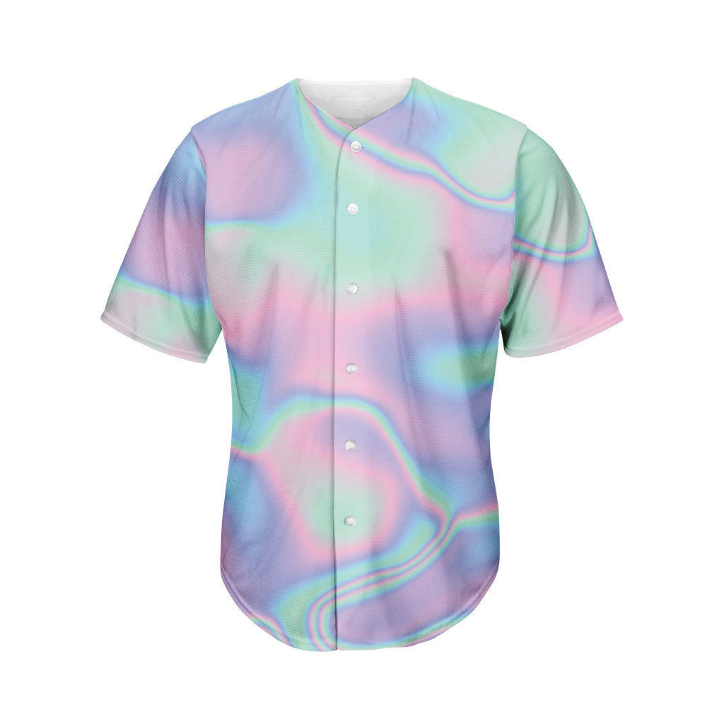 Holographic Waves Print Men's Baseball Jersey