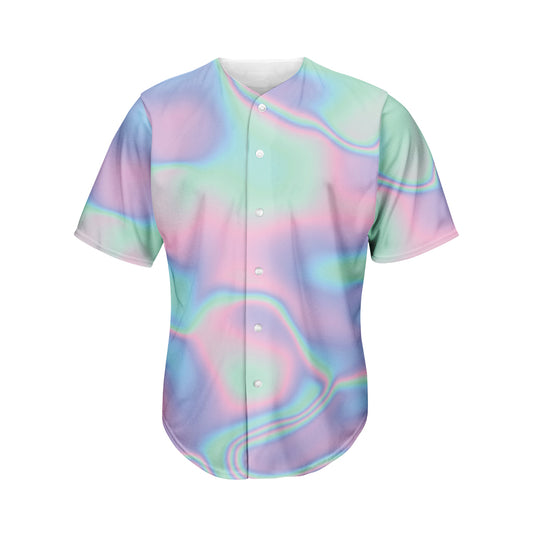 Holographic Waves Print Men's Baseball Jersey
