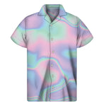 Holographic Waves Print Men's Short Sleeve Shirt