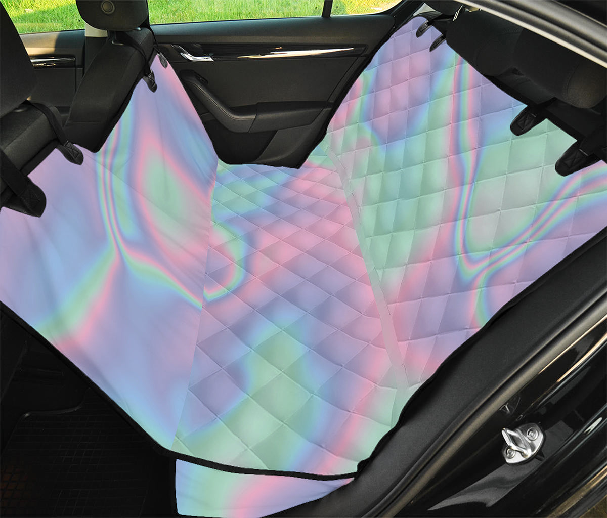 Holographic Waves Print Pet Car Back Seat Cover