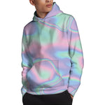 Holographic Waves Print Pullover Hoodie
