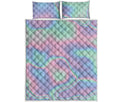 Holographic Waves Print Quilt Bed Set