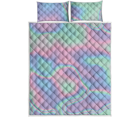 Holographic Waves Print Quilt Bed Set
