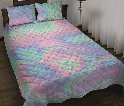 Holographic Waves Print Quilt Bed Set