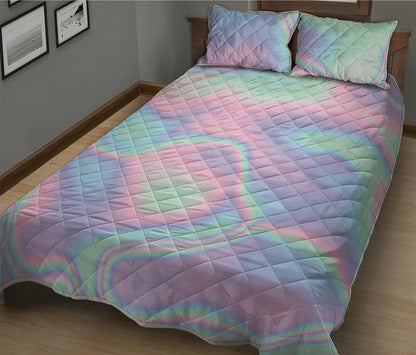 Holographic Waves Print Quilt Bed Set