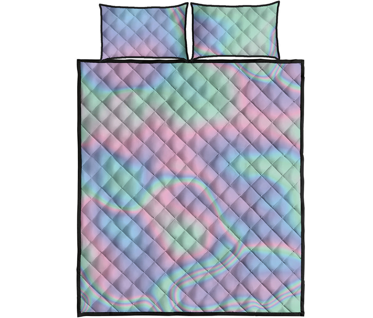 Holographic Waves Print Quilt Bed Set