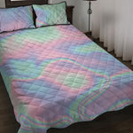 Holographic Waves Print Quilt Bed Set