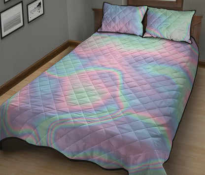 Holographic Waves Print Quilt Bed Set