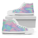 Holographic Waves Print White High Top Shoes