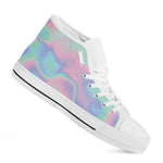 Holographic Waves Print White High Top Shoes
