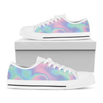 Holographic Waves Print White Low Top Shoes